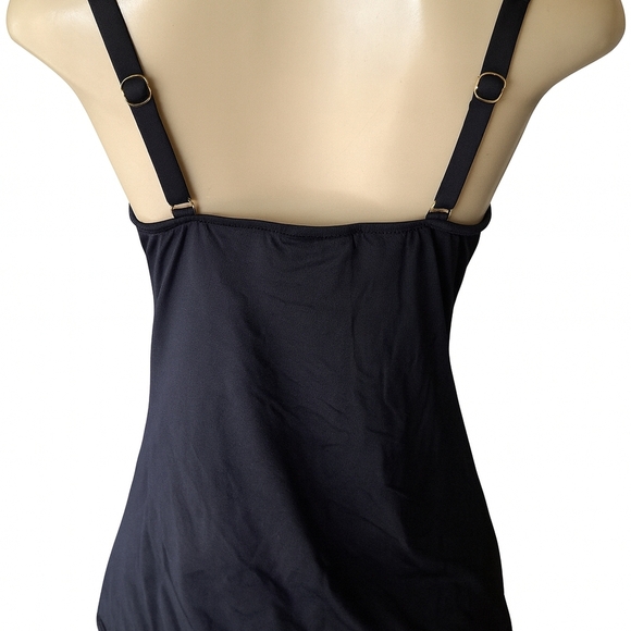 Soft Surroundings Swim by Sunsets Black Ruched Tankini Top Size M - Picture 2 of 4